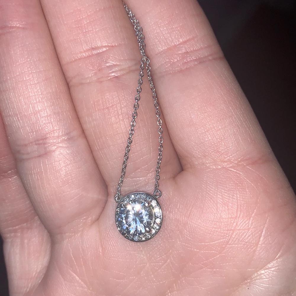 Silver and diamond necklace